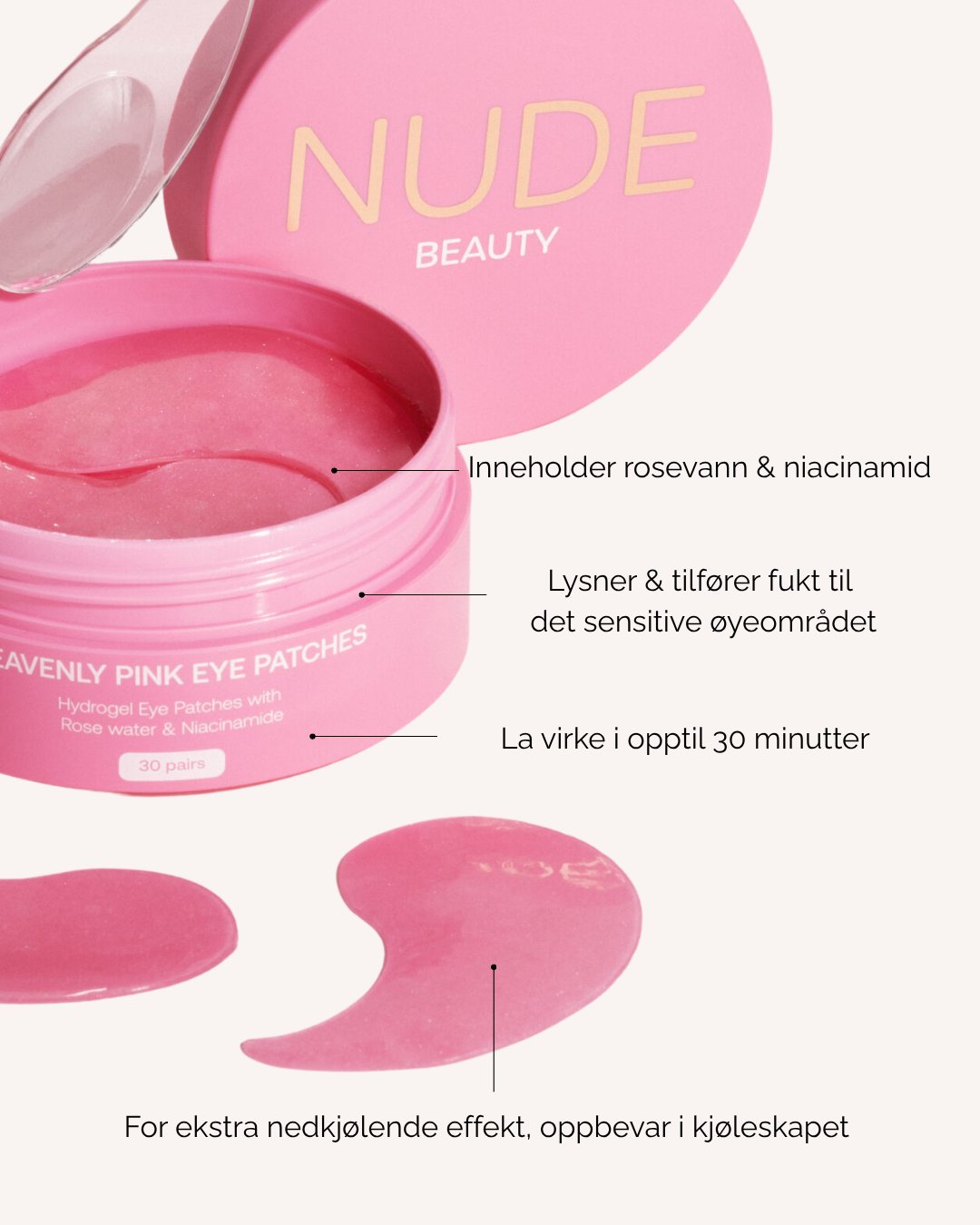 Heavenly Pink Eye Patches – Nude Beauty mot tretthet