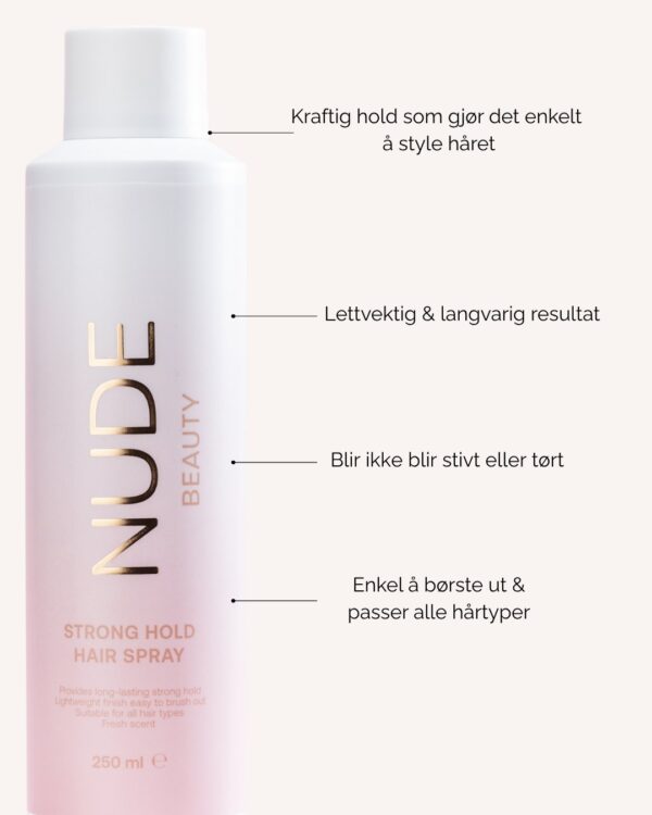 Strong Hold Hair Spray – Nude Beauty for lang holdbarhet