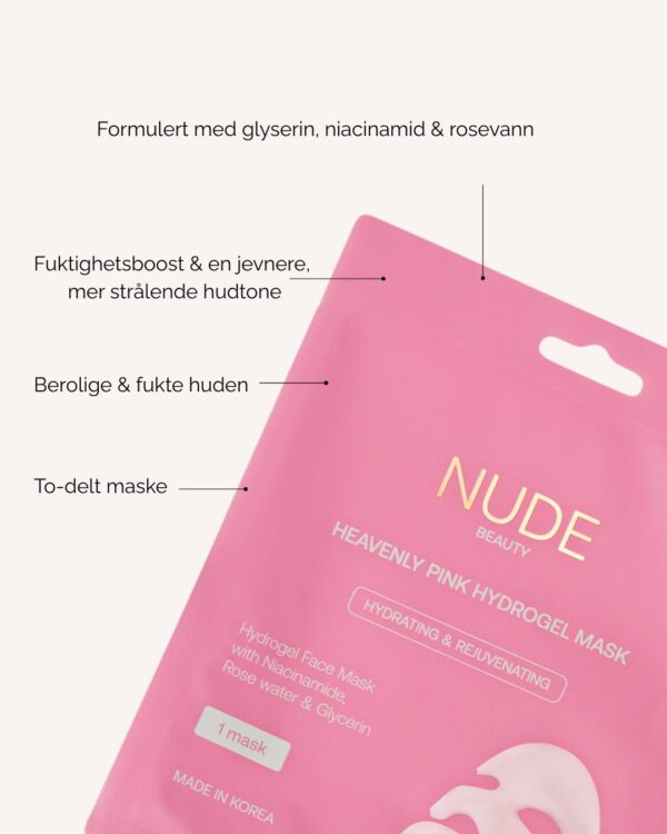 Nude Beauty Heavenly Pink Hydrogel Mask – ansiktsmaske med hydrogel