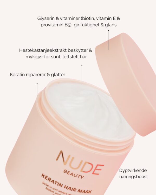 Nude Beauty Keratin Hair Mask – silkeglatt resultat