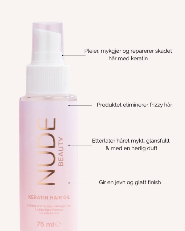 Nude Beauty Keratin Hair Oil – mykt og skinnende hår