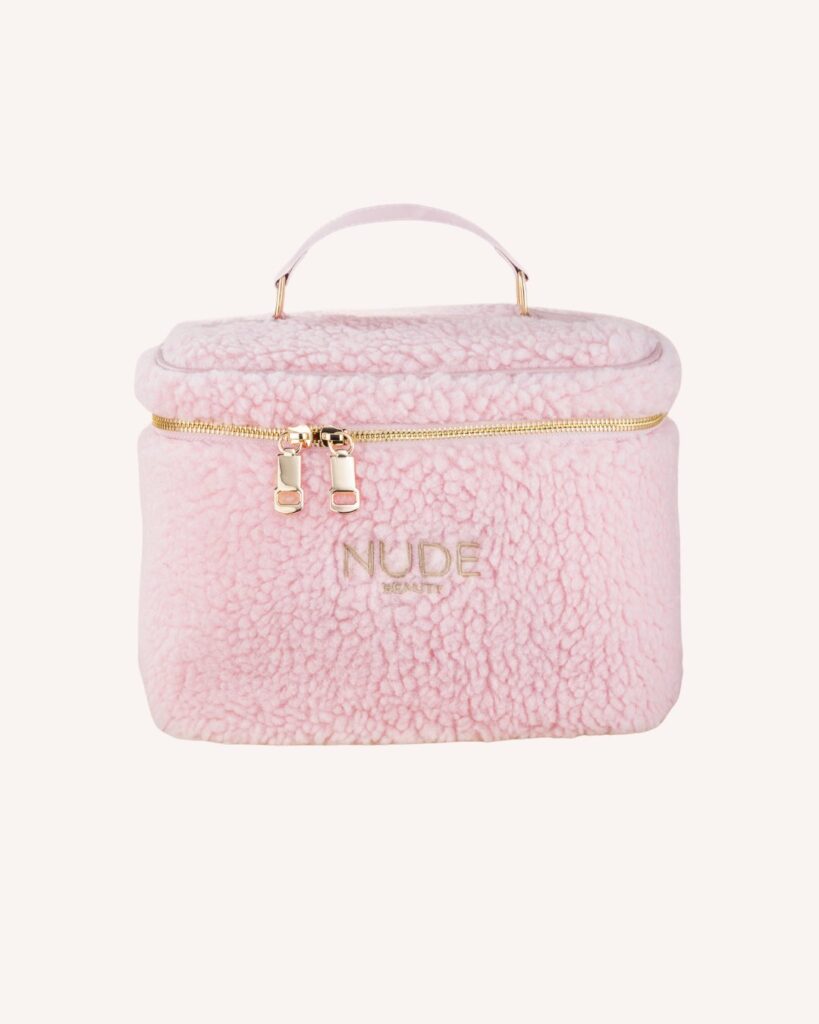 Nude Beauty Cosmetic Bag Pink – rosa teddy toalettmappe