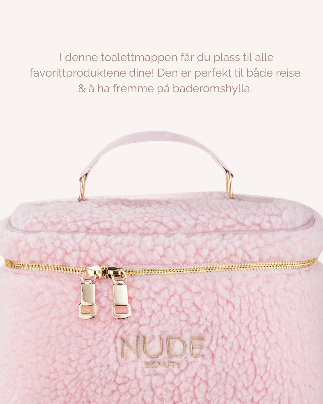 Cosmetic Bag Pink – Nude Beauty mykt teddymateriale