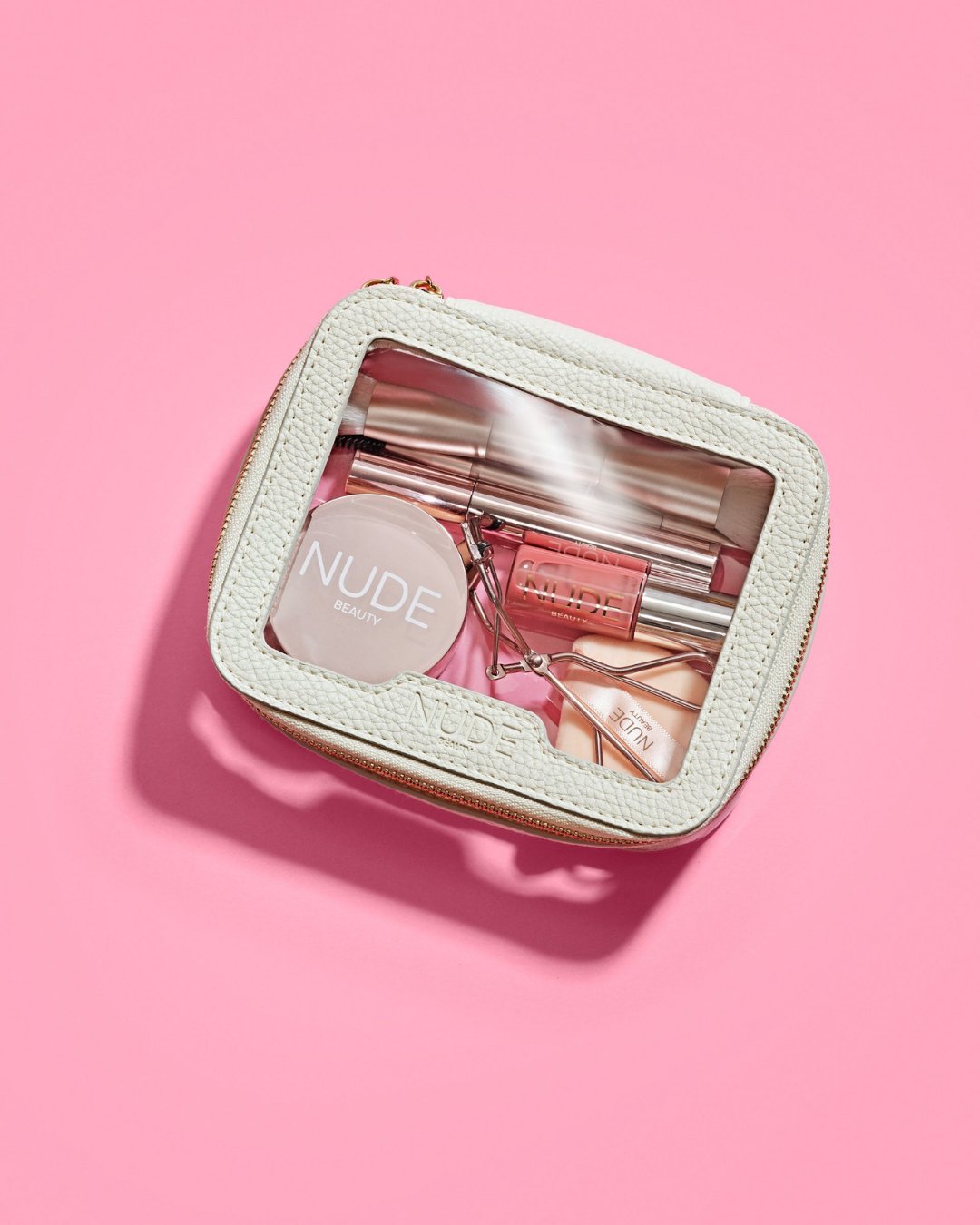Travel Bag Beige Small – Nude Beauty sminke på reise