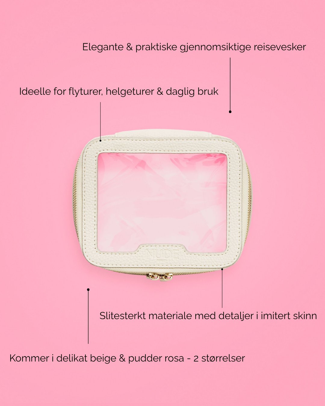 Nude Beauty Travel Bag Beige Small – elegant reisemappe