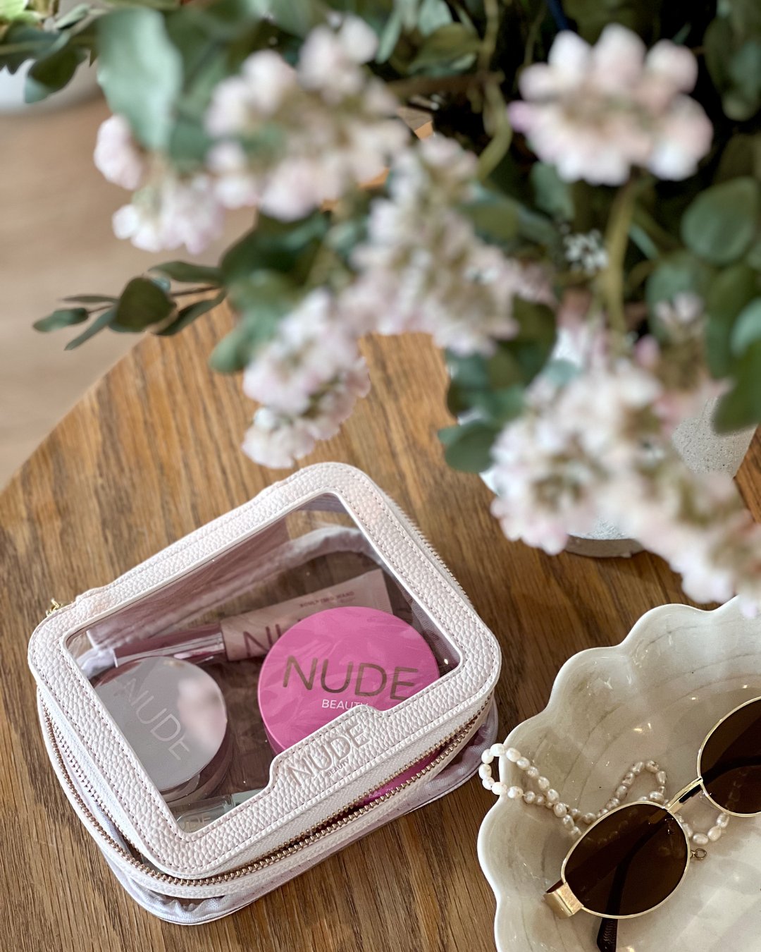 Nude Beauty Travel Bag Pink Small – gjennomsiktig toalettmappe