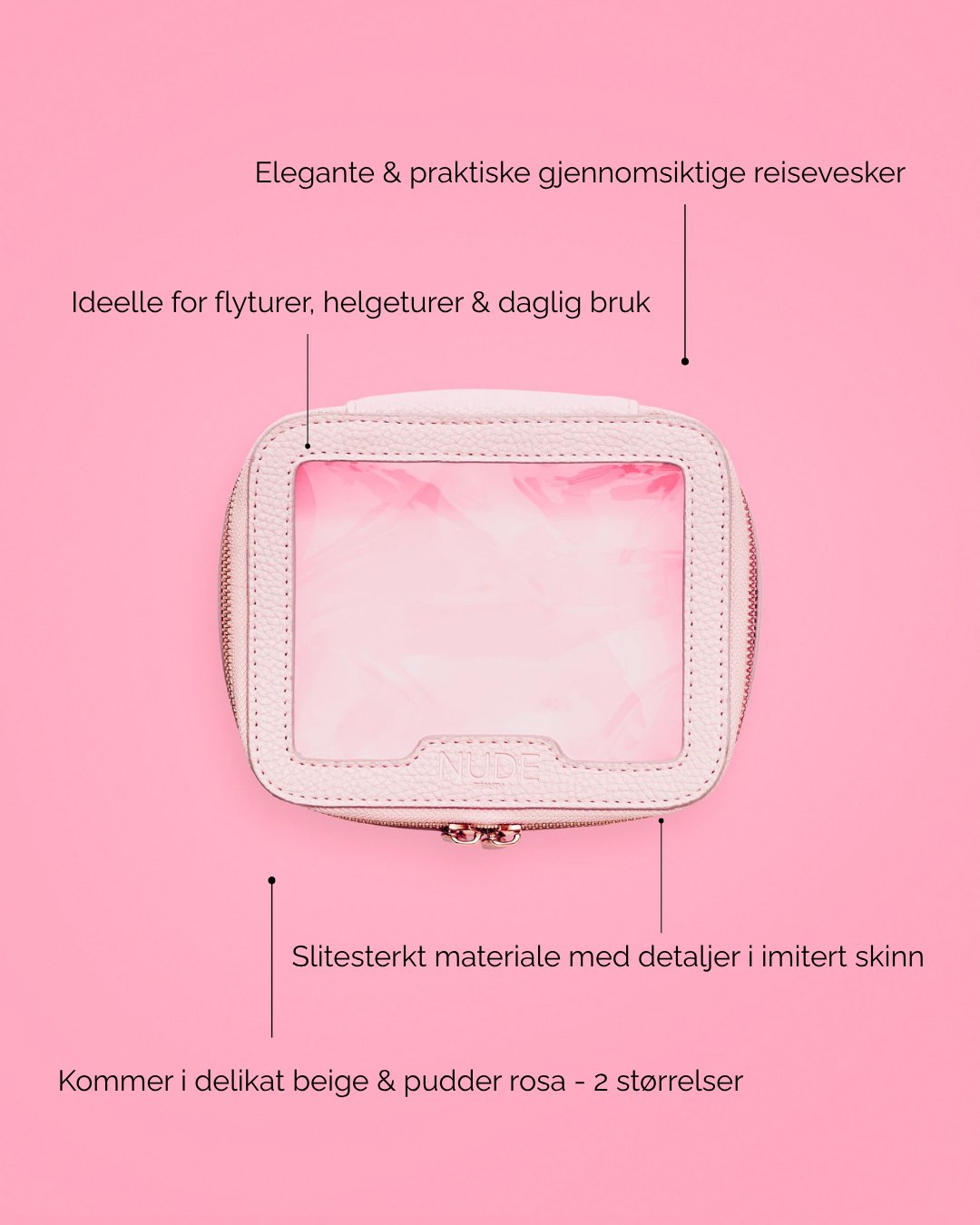 Nude Beauty Travel Bag Pink Small – elegant reisemappe