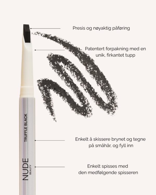 Nude Beauty Brow Pencil Truffle Black – presis brynspåføring